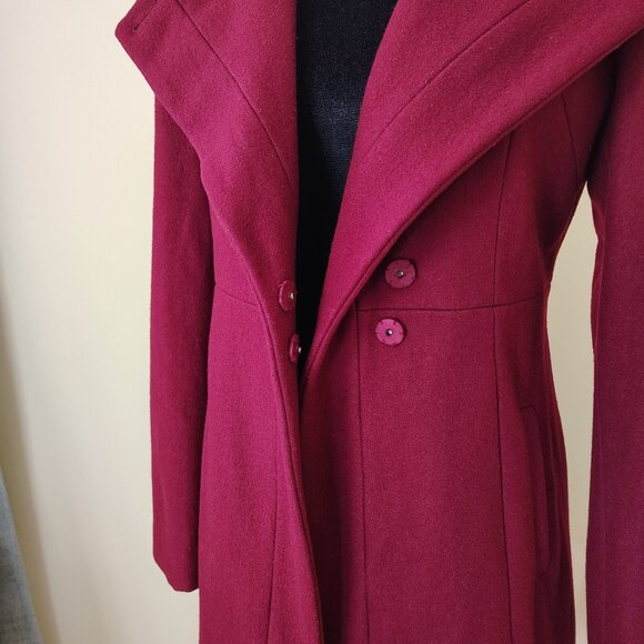 Burgundy Wool Blend MOSSIMO Snap Button Pea Coat - M - Picture 4 of 6